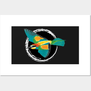 Nice Artwork showing an European Bee-Eater in Flight V Posters and Art